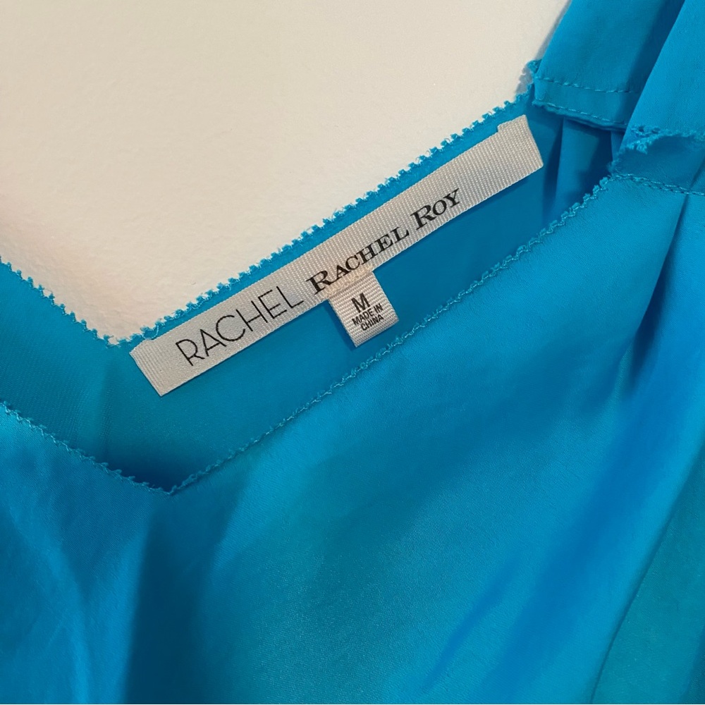 RACHEL ROY Tank Top Blouse Size Medium NWT Blue Turquoise V Neck 2 Straps - Picture 5 of 7
